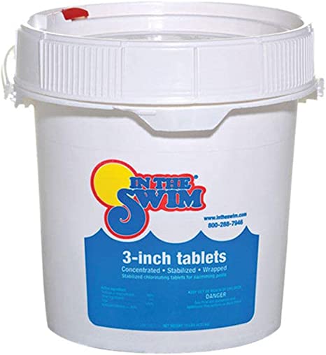 Tub of pool chlorine in granular form